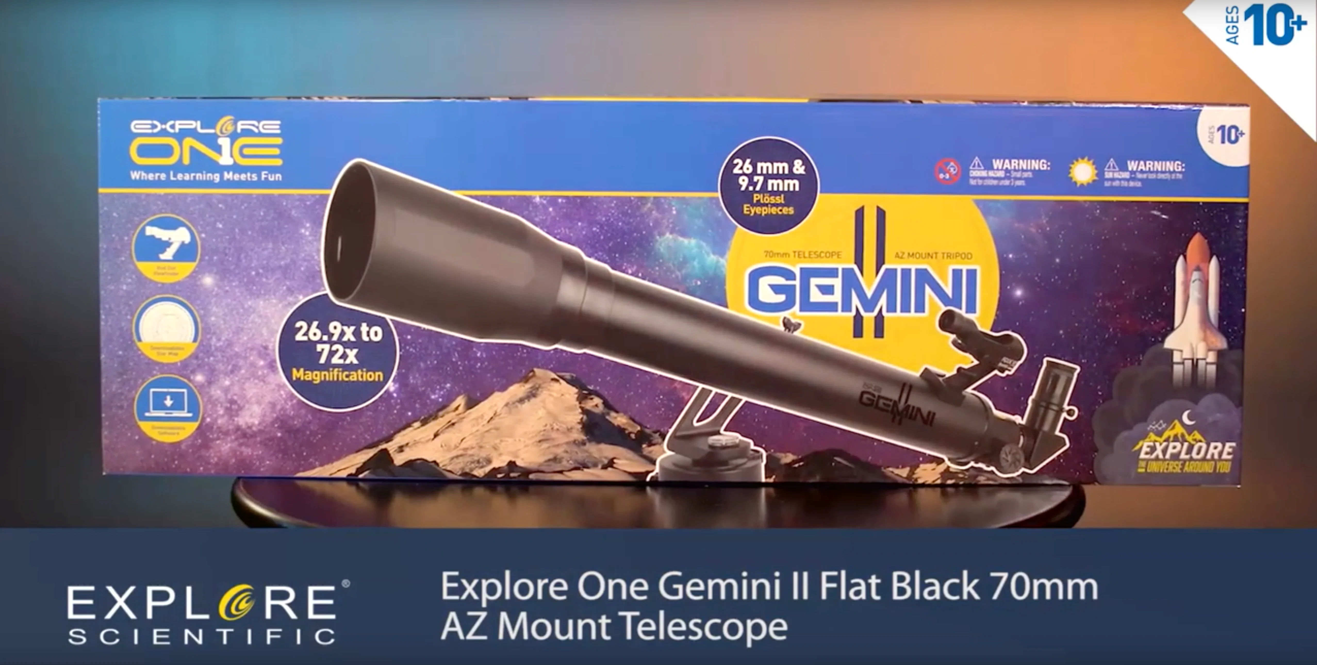 Explore One Gemini II Flat Black 70mm AZ Mount Telescope - Image 9