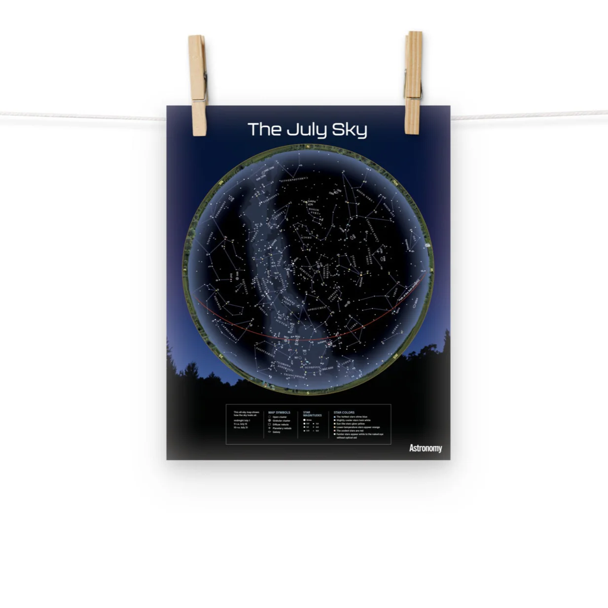 July Sky Map - 8"x10"