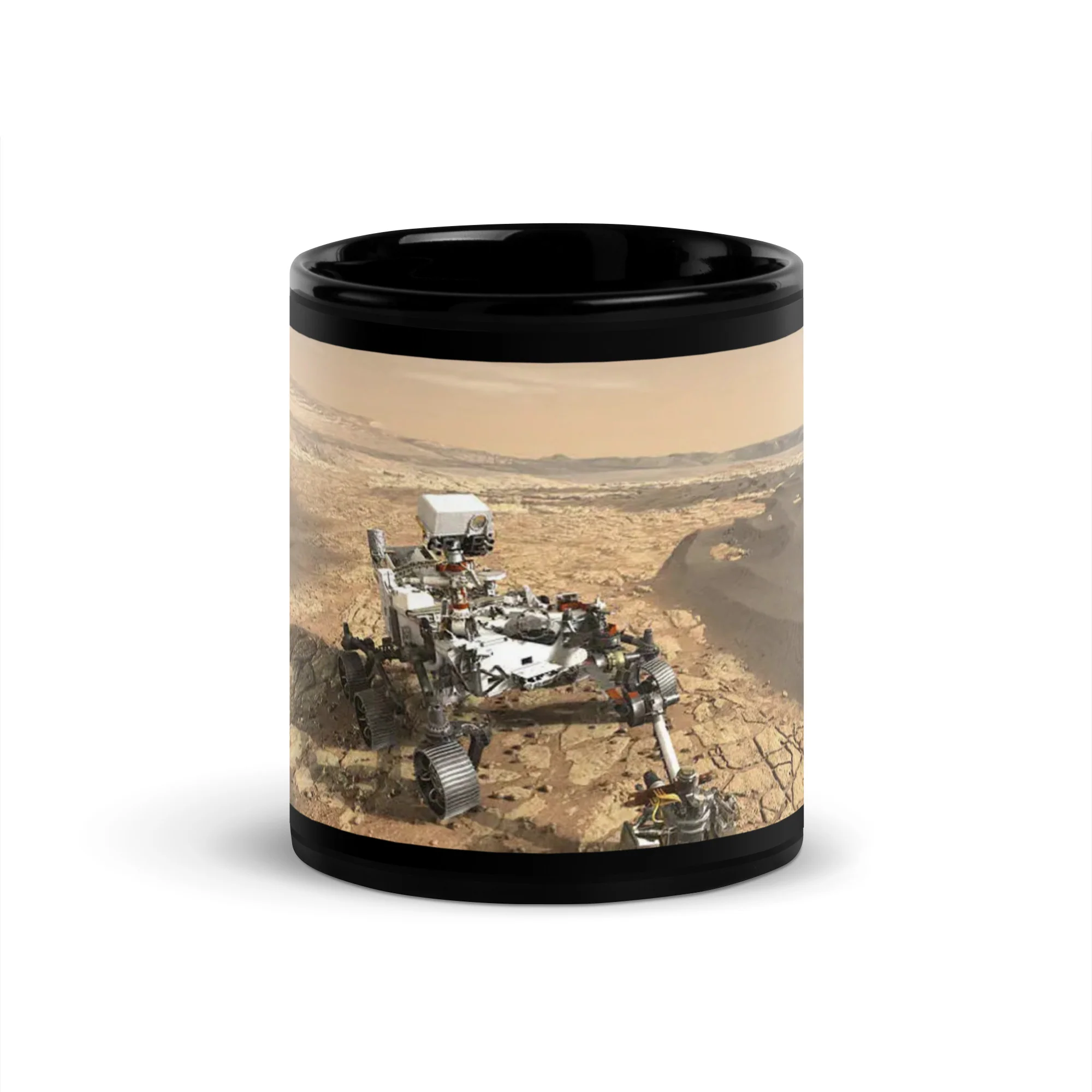 Mars Rover Black Glossy Mug
