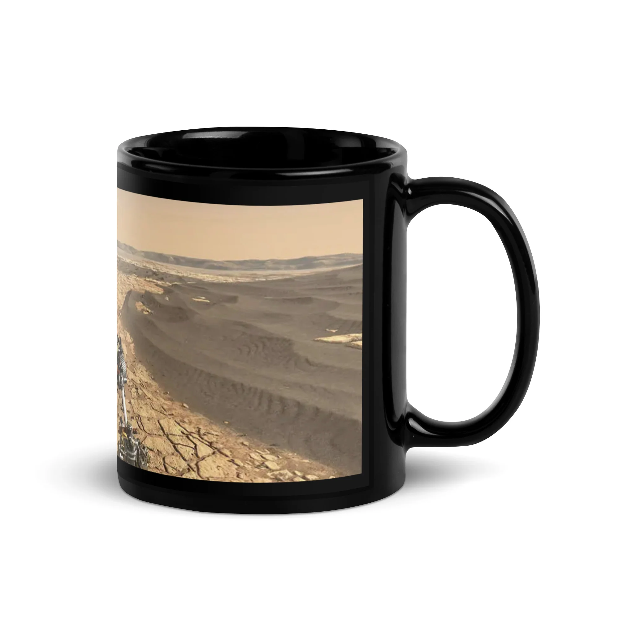 Mars Rover Black Glossy Mug - Image 2