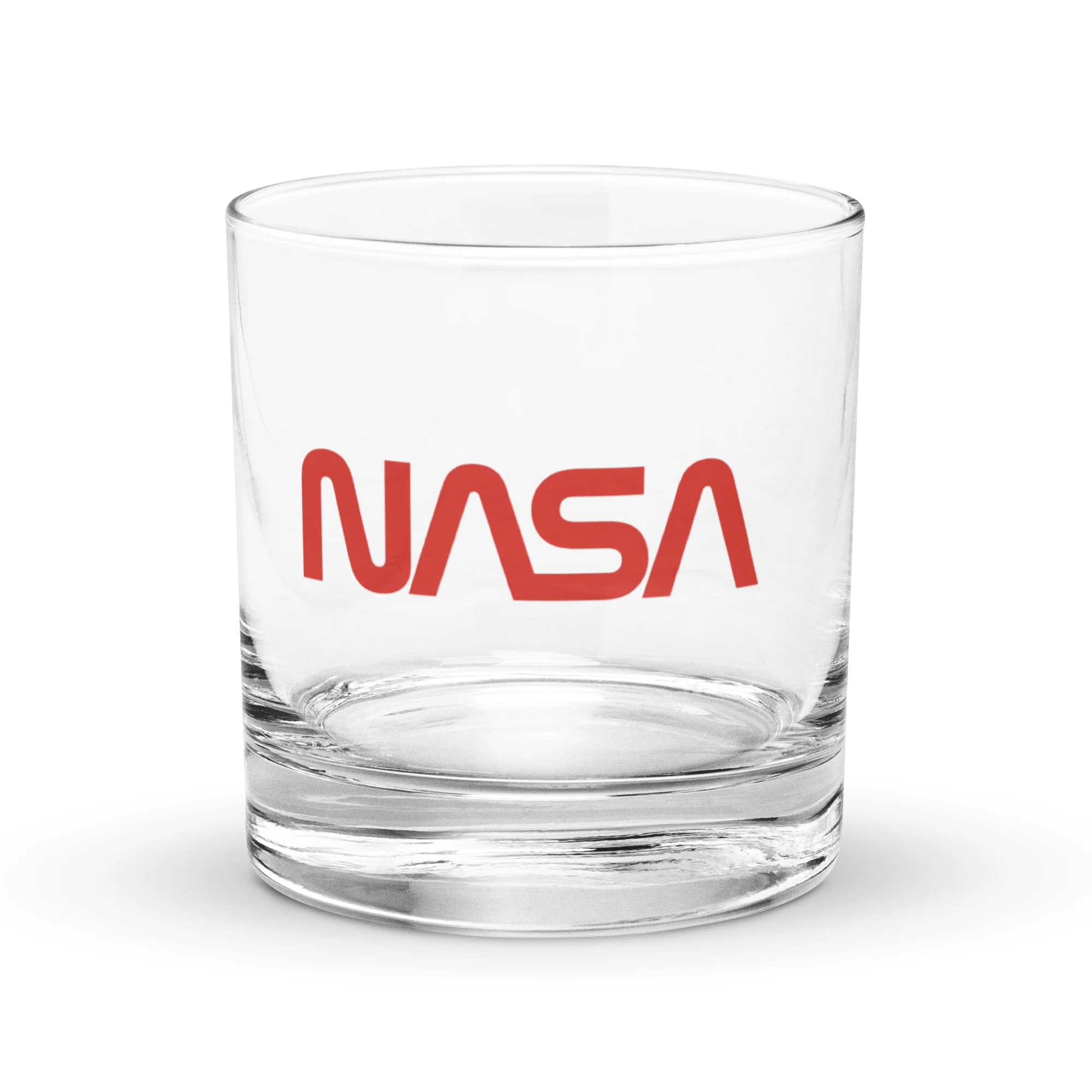 NASA Red Worm Logo Rocks Glass