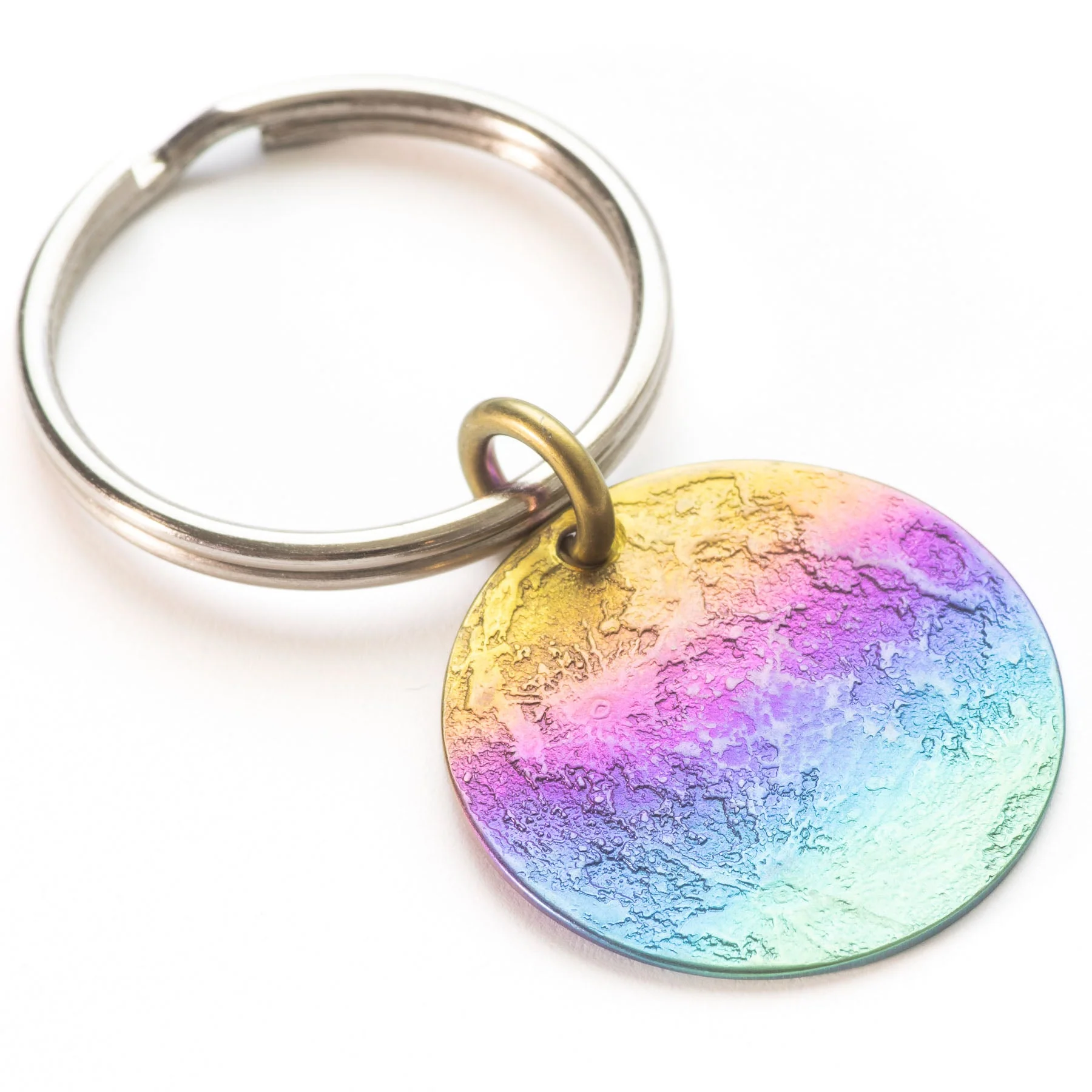 Rainbow Moon Necklace - 1 in / 26 mm Multicolored Anodized Niobium Pendant or Charm - Image 4